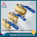 1 inch TK-207 brass ball valve with DN 25 female threaded lever handle forged cock valve with control valve in TMOK